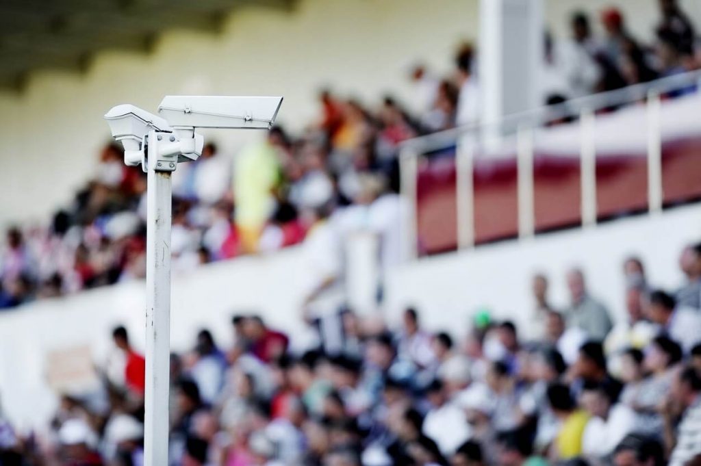 One of the portable security monitoring stations at a sports venue